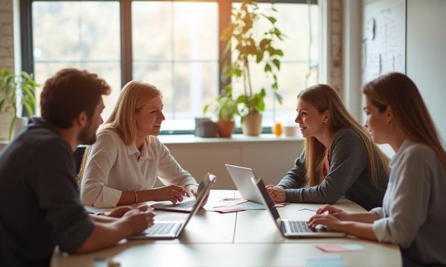 Consultoría digital con equipo trabajando estrategias online